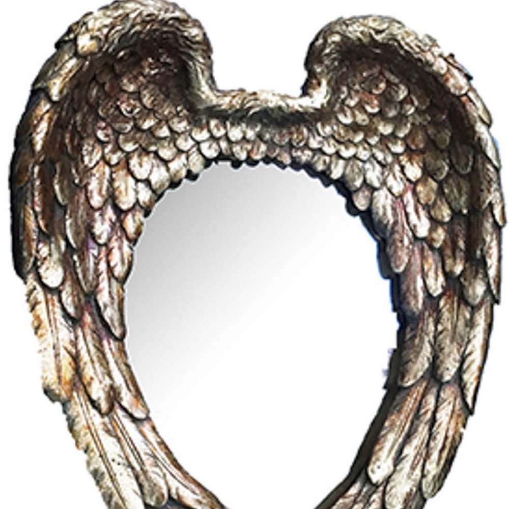 22" Antiqued Gold Heart Resin Framed Accent Mirror HomeRoots