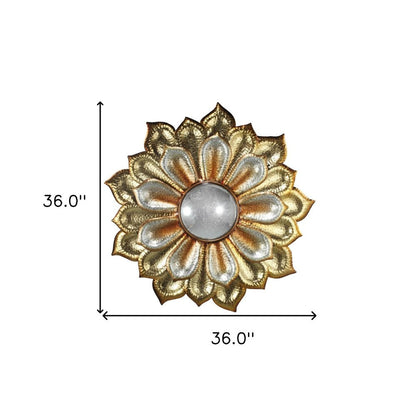 36" Gold Metal Flower Framed Accent Mirror HomeRoots