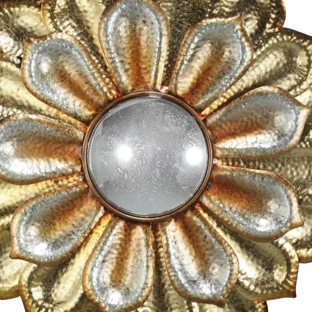 36" Gold Metal Flower Framed Accent Mirror HomeRoots