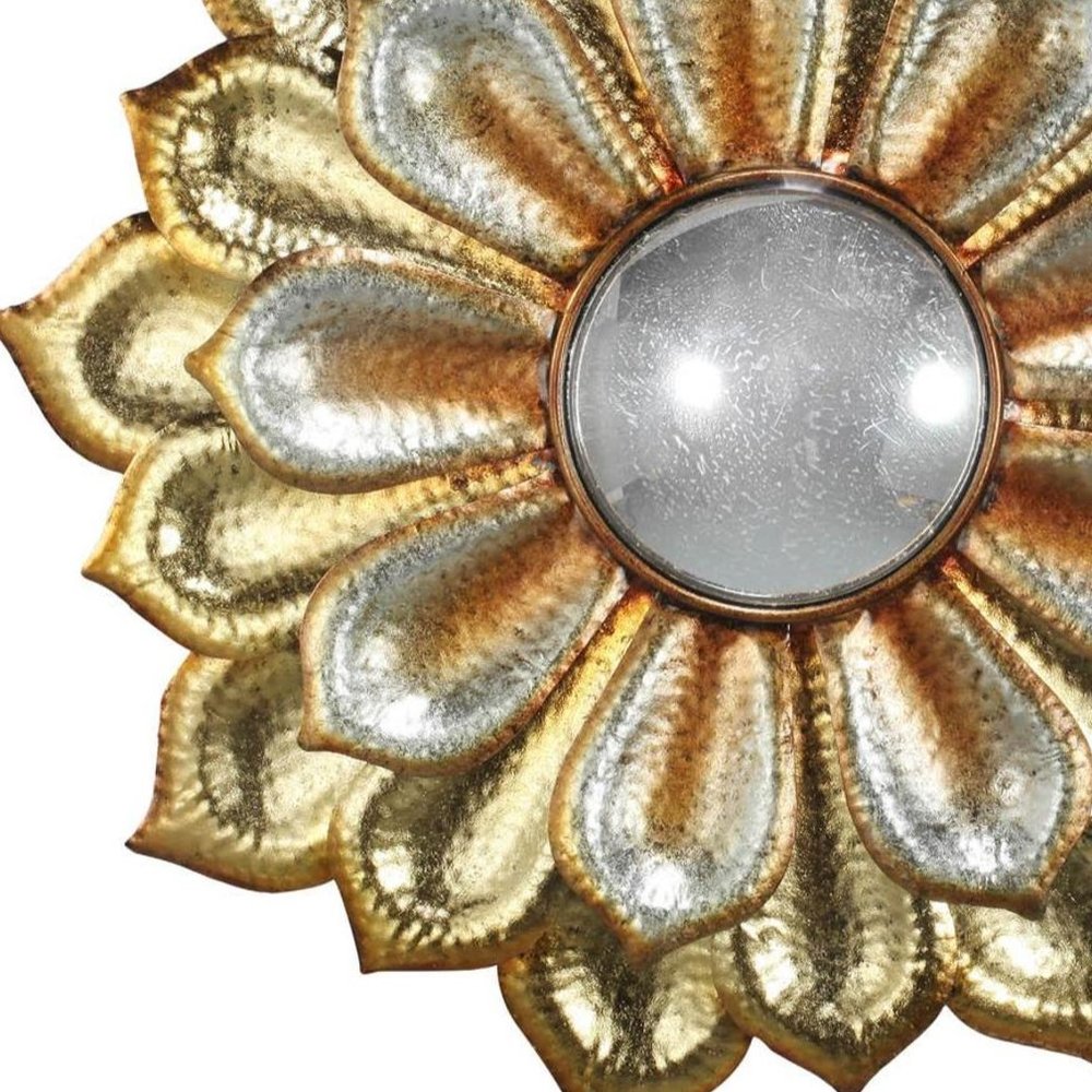 36" Gold Metal Flower Framed Accent Mirror HomeRoots