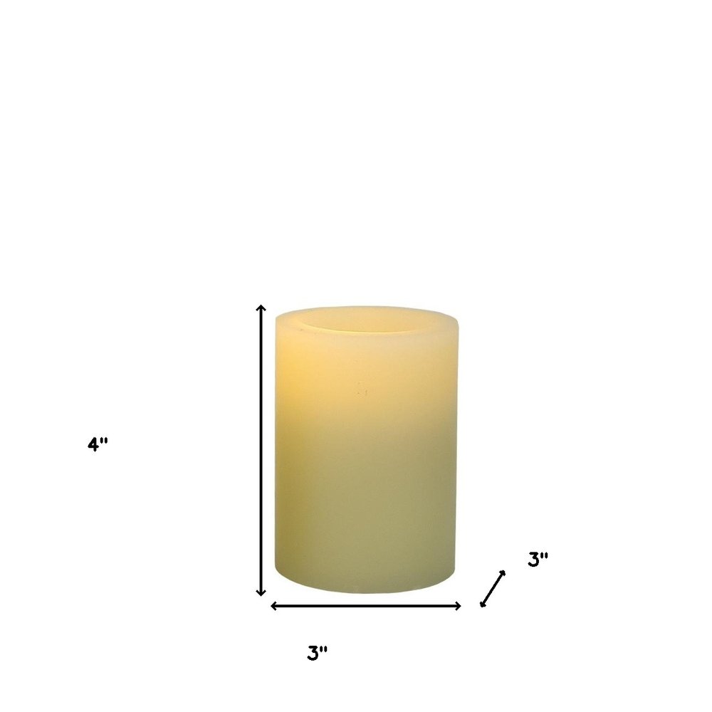 4" Ivory Flameless Pillar Candle HomeRoots