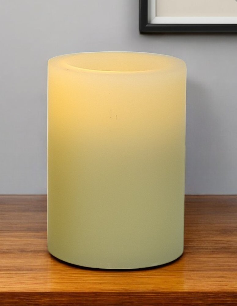 4" Ivory Flameless Pillar Candle HomeRoots