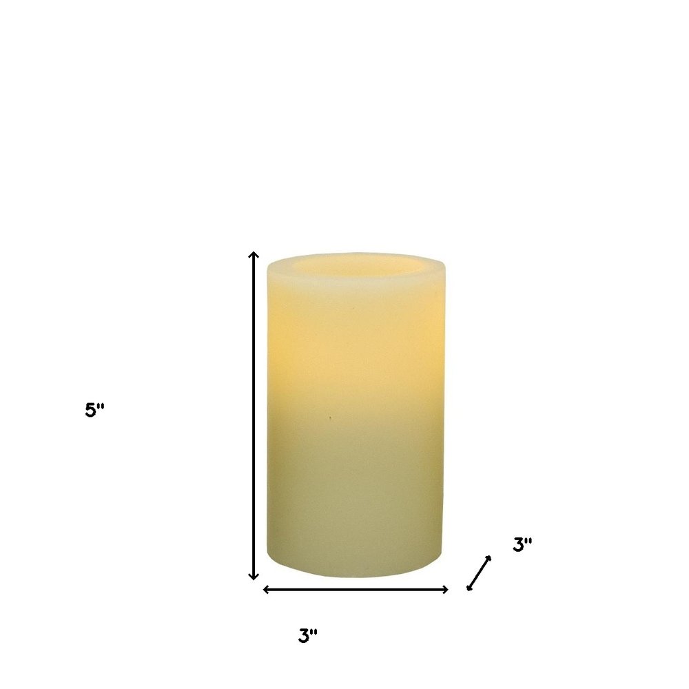 5" Ivory Flameless Pillar Candle HomeRoots