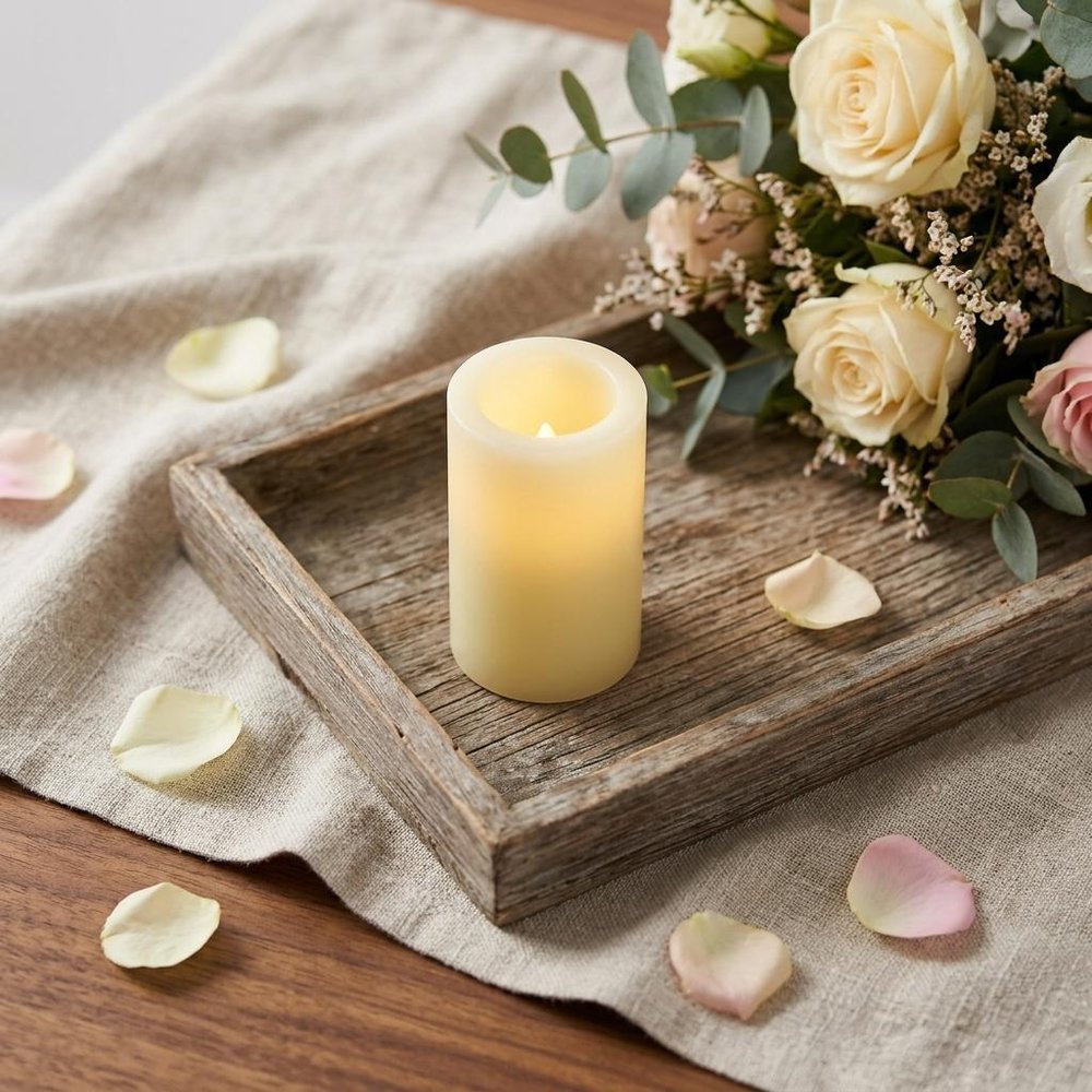 5" Ivory Flameless Pillar Candle HomeRoots