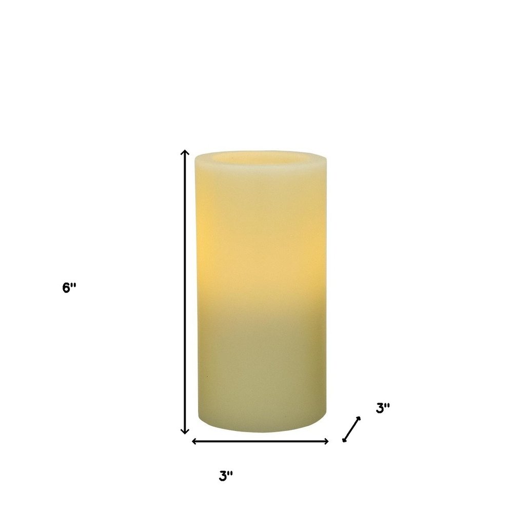 6" Ivory Flameless Pillar Candle HomeRoots
