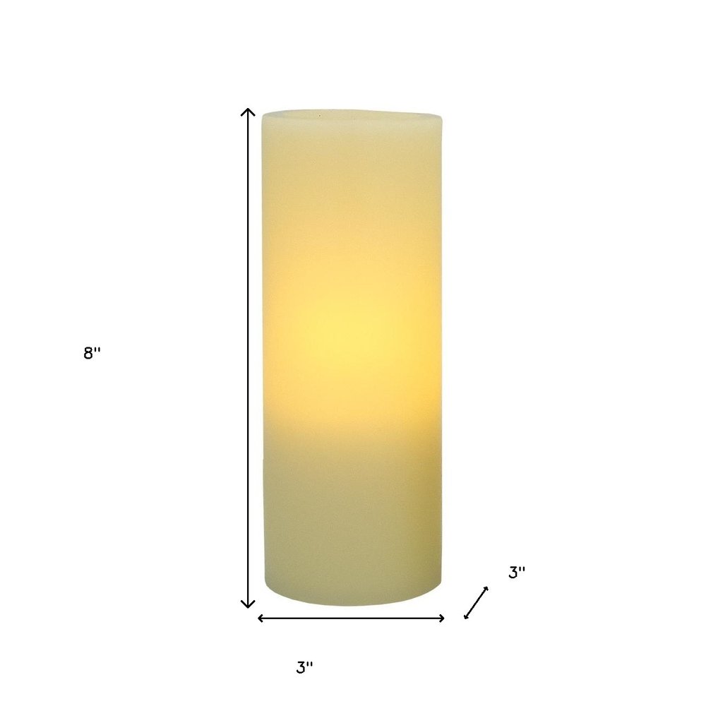 8" Ivory Flameless Pillar Candle HomeRoots