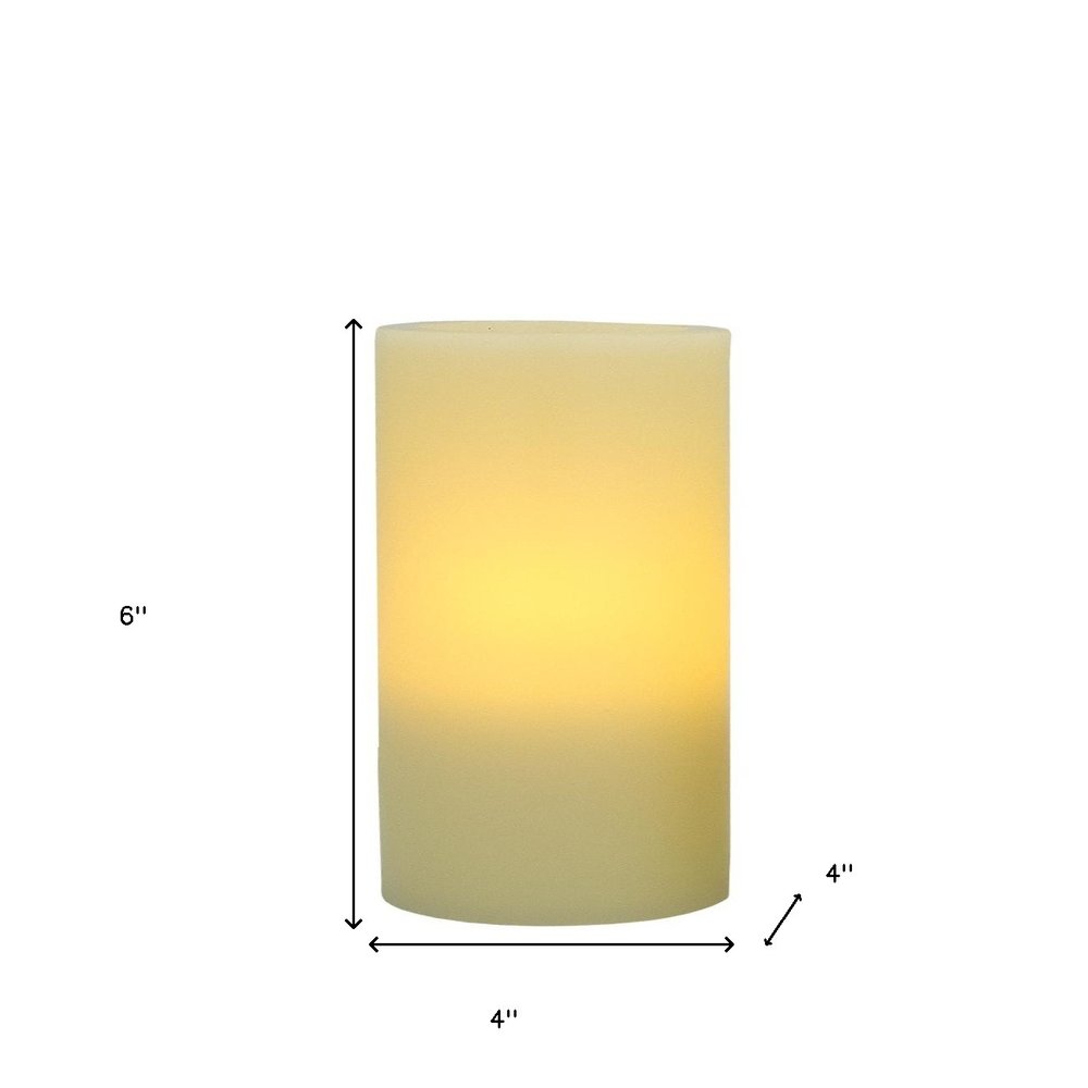 6" Ivory Flameless Pillar Candle HomeRoots