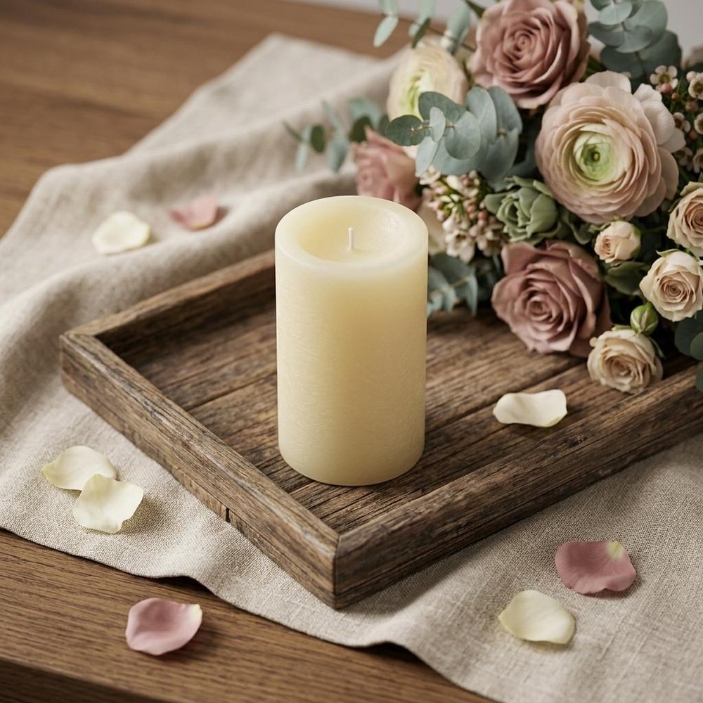 6" Ivory Flameless Pillar Candle HomeRoots