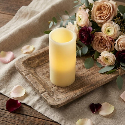 8" Ivory Flameless Pillar Candle HomeRoots