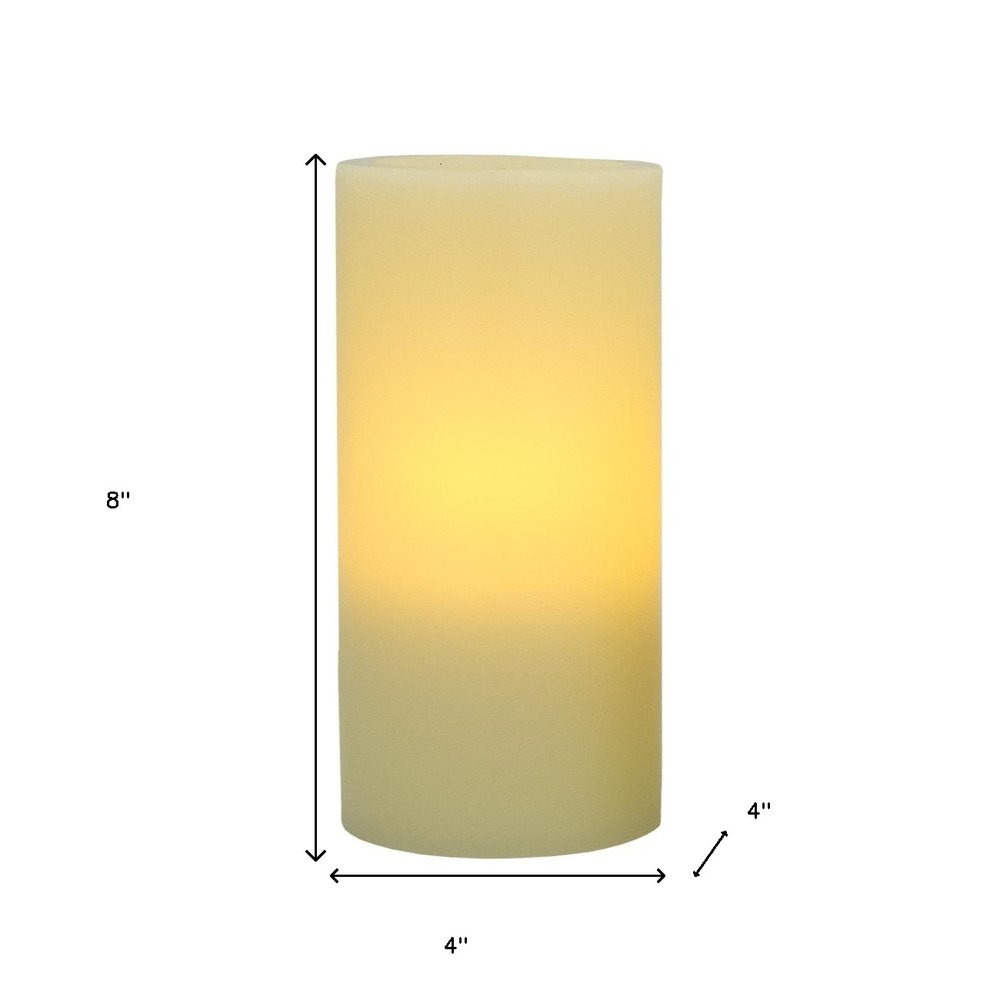 8" Ivory Flameless Pillar Candle HomeRoots