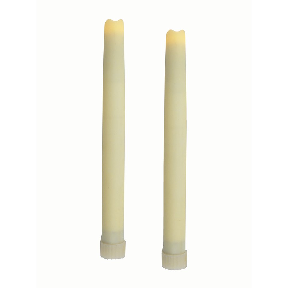 Set of Two Ivory Flameless Taper Candle HomeRoots