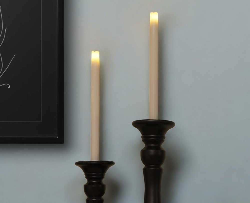 Set of Two Ivory Flameless Taper Candle HomeRoots