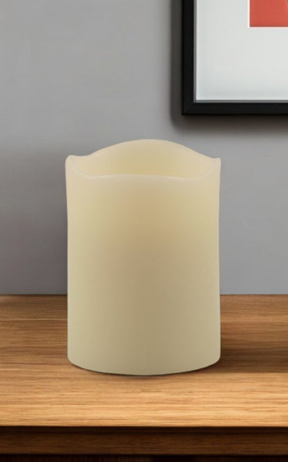4" Ivory Flameless Pillar Candle HomeRoots