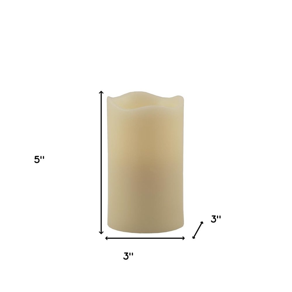 5" Ivory Flameless Pillar Candle HomeRoots