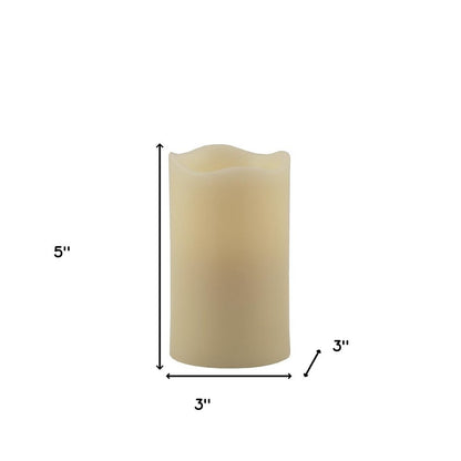 5" Ivory Flameless Pillar Candle HomeRoots