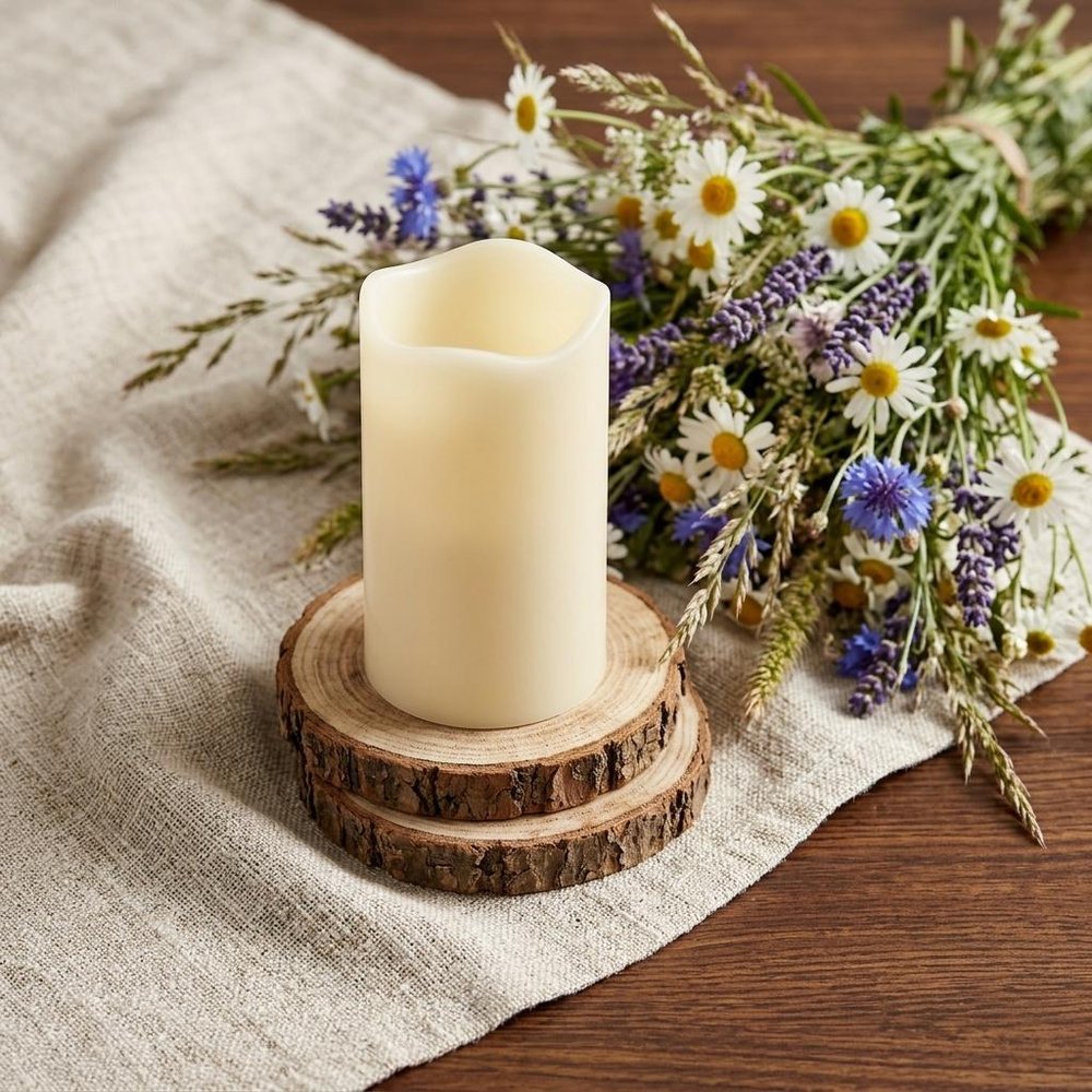 5" Ivory Flameless Pillar Candle HomeRoots