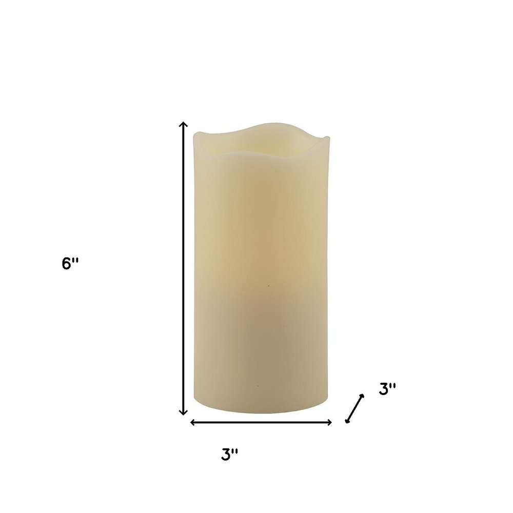 6" Ivory Flameless Pillar Candle HomeRoots