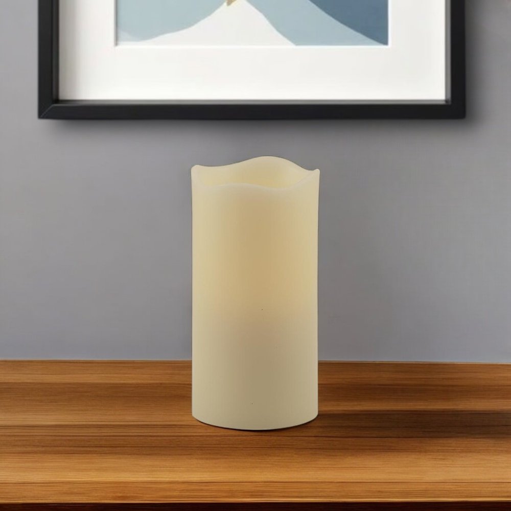 6" Ivory Flameless Pillar Candle HomeRoots