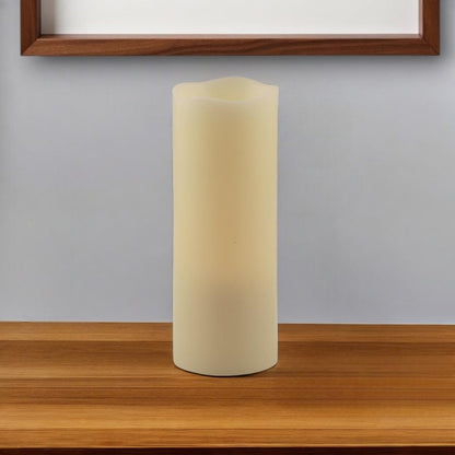 8" Ivory Flameless Pillar Candle HomeRoots