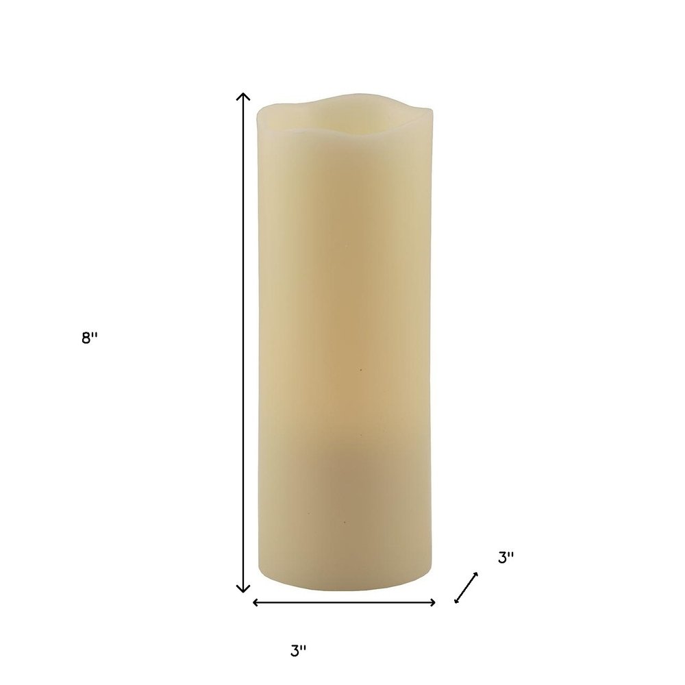 8" Ivory Flameless Pillar Candle HomeRoots