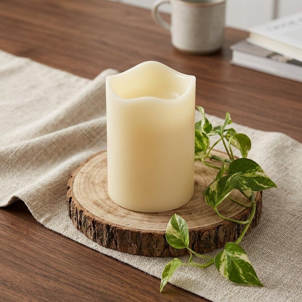 5" Ivory Flameless Pillar Candle HomeRoots