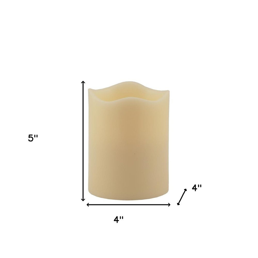 5" Ivory Flameless Pillar Candle HomeRoots