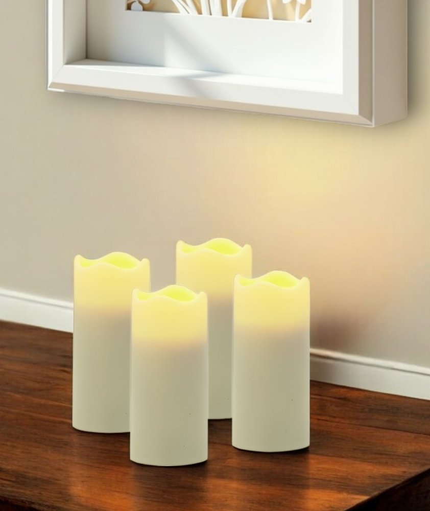 Set of Four Ivory Flameless Votive Candle HomeRoots