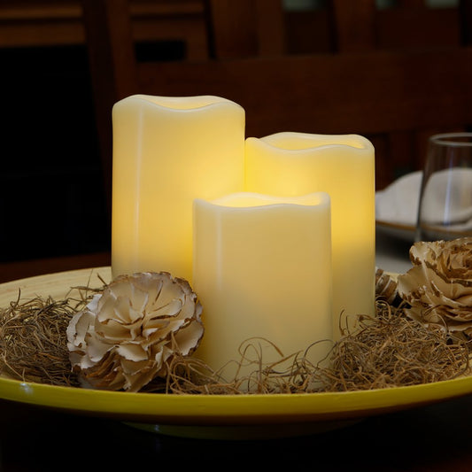 4" Ivory Flameless Indoor Outdoor Pillar Candle HomeRoots