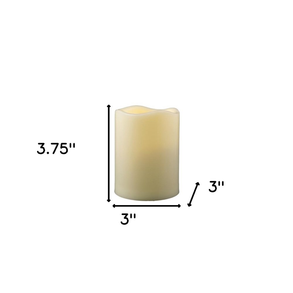 4" Ivory Flameless Indoor Outdoor Pillar Candle HomeRoots