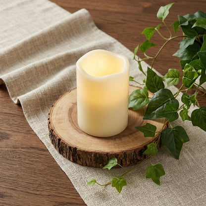 4" Ivory Flameless Indoor Outdoor Pillar Candle HomeRoots