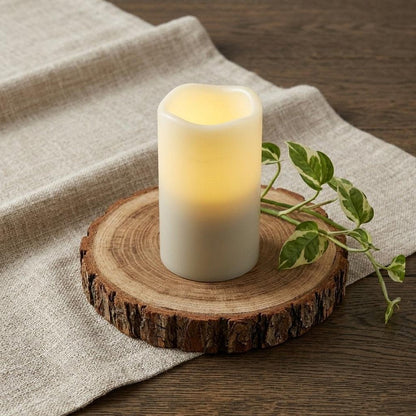5" Ivory Flameless Indoor Outdoor Pillar Candle HomeRoots