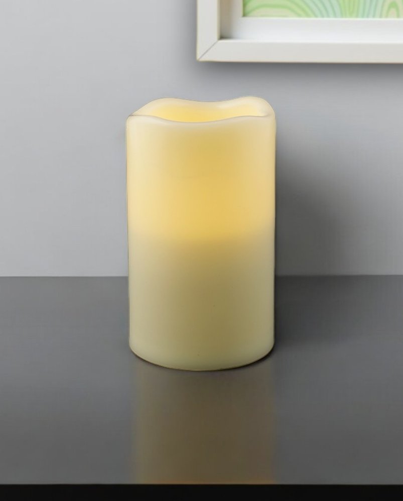 5" Ivory Flameless Indoor Outdoor Pillar Candle HomeRoots