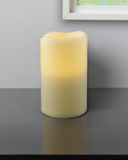 5" Ivory Flameless Indoor Outdoor Pillar Candle HomeRoots