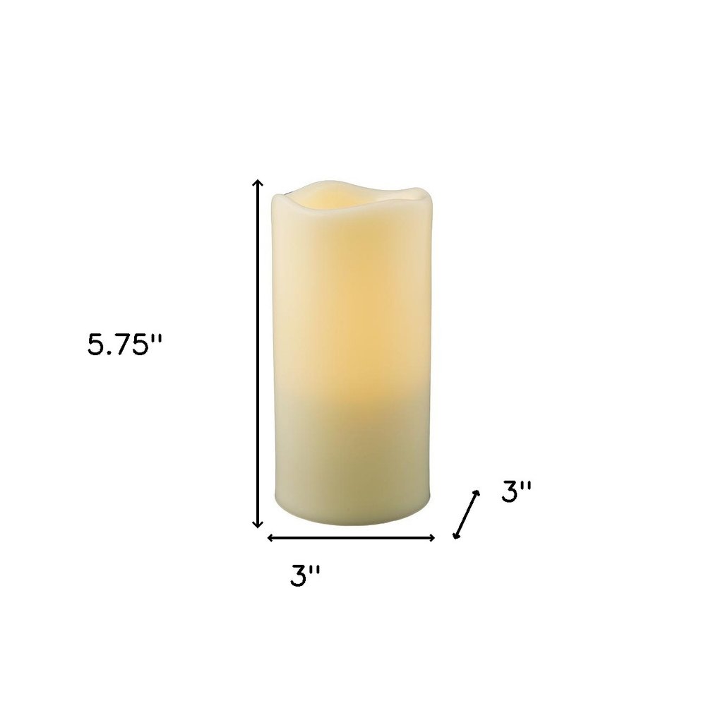 6" Ivory Flameless Indoor Outdoor Pillar Candle HomeRoots