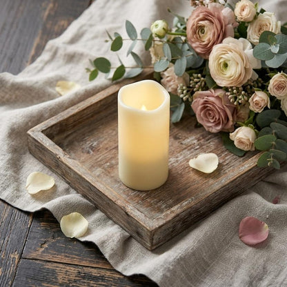 6" Ivory Flameless Indoor Outdoor Pillar Candle HomeRoots