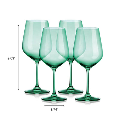 Set of Four Green Crystal Balloon Bowl Stemmed Red Wine Glass HomeRoots