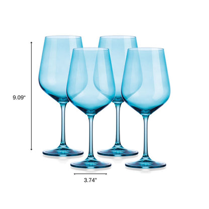 Set of Four Blue Crystal Balloon Bowl Stemmed Red Wine Glass HomeRoots