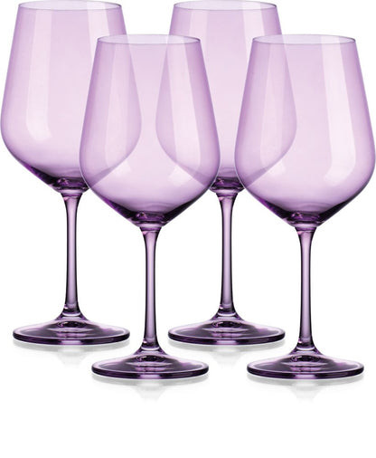 Set of Four Purple Crystal Balloon Bowl Stemmed Red Wine Glass HomeRoots