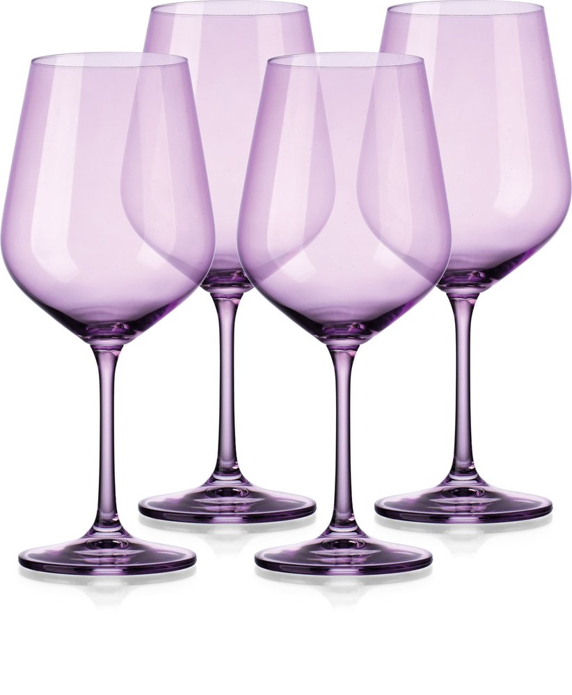 Set of Four Purple Crystal Balloon Bowl Stemmed Red Wine Glass HomeRoots