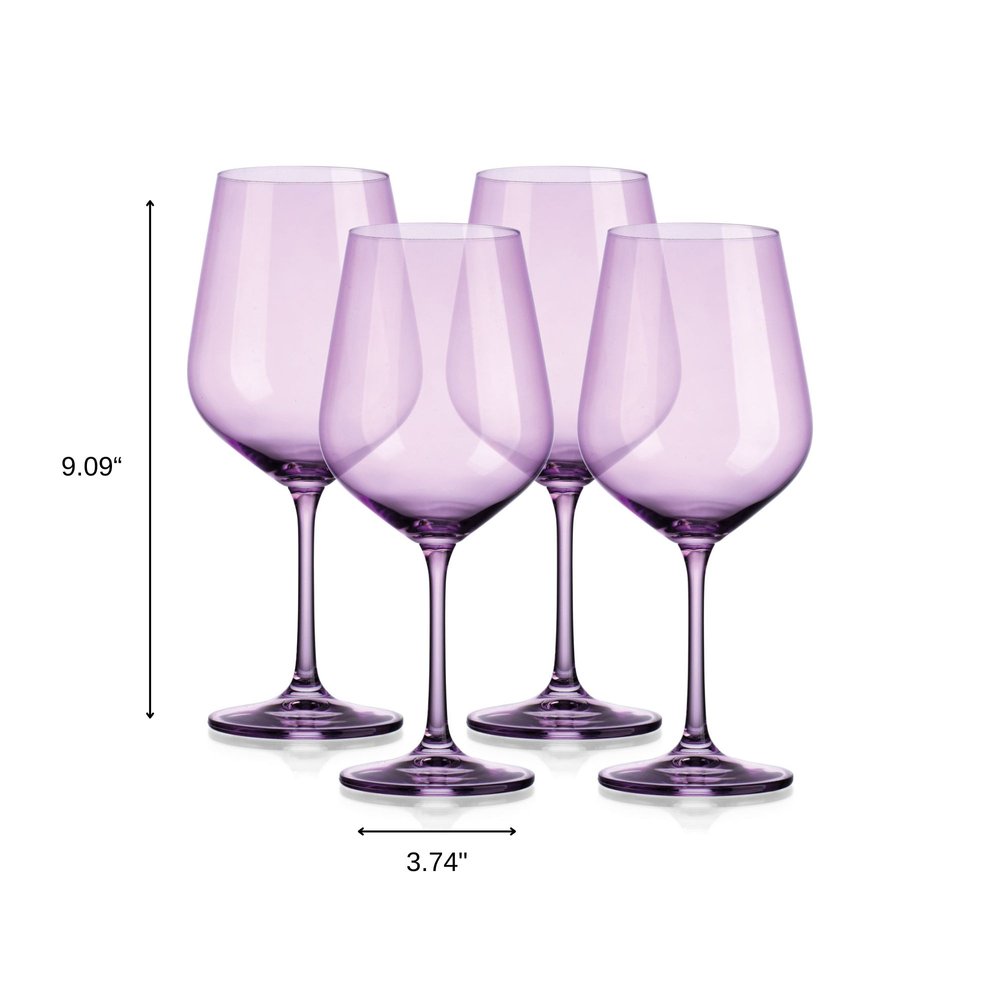 Set of Four Purple Crystal Balloon Bowl Stemmed Red Wine Glass HomeRoots