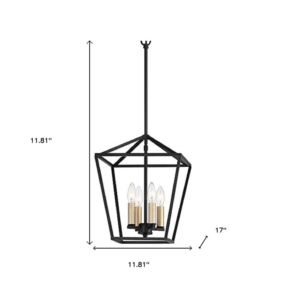 Black And Gold Kitchen Island Four Light Metal Dimmable Chandelier With Black Shades — view 7