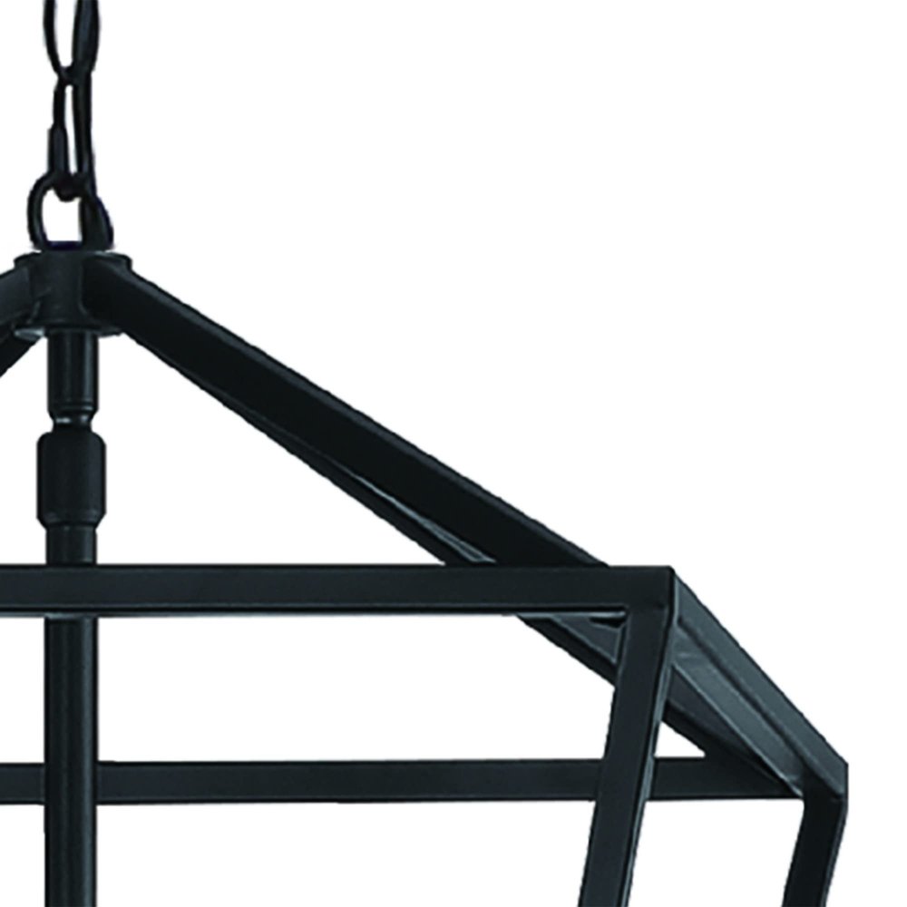 Black And Gold Kitchen Island Four Light Metal Dimmable Chandelier With Black Shades — view 3