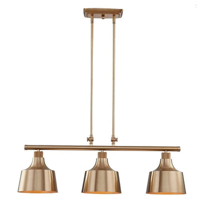 Gold Kitchen Island Three Light Metal Dimmable Chandelier With Gold Shades