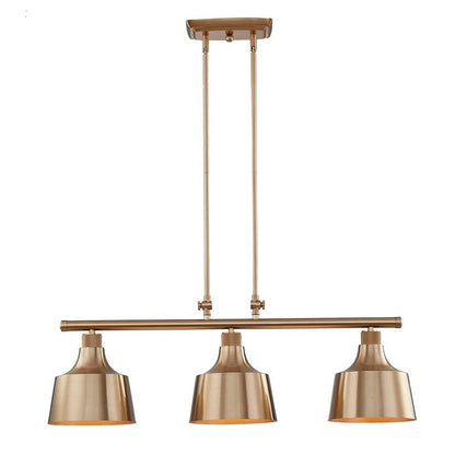 Gold Kitchen Island Three Light Metal Dimmable Chandelier With Gold Shades