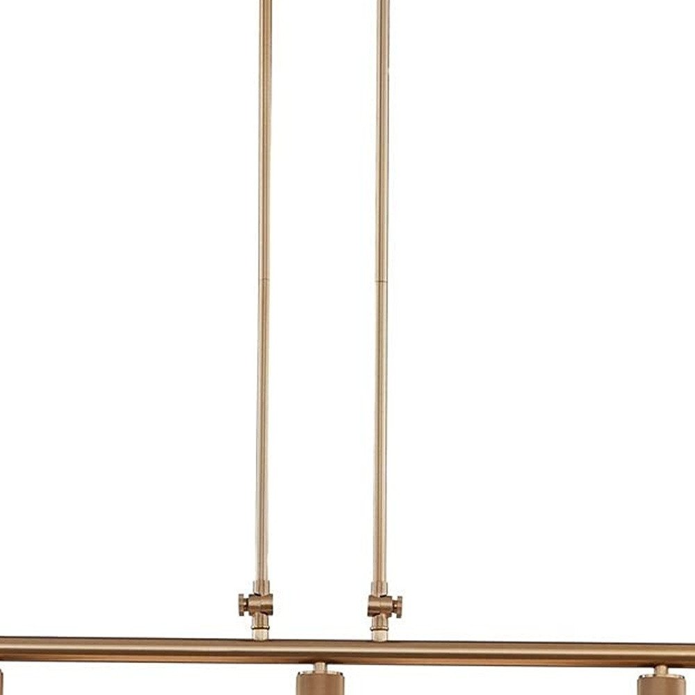 Gold Kitchen Island Three Light Metal Dimmable Chandelier With Gold Shades — view 3