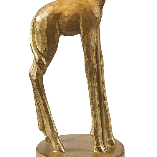 17" Gold Textured Giraffe Table Lamp With White Drum Shade HomeRoots