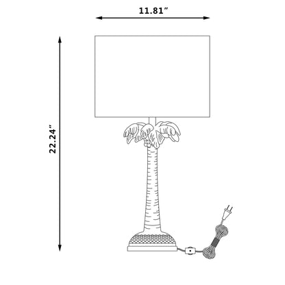 22" Gold Tropical Coconut Tree Table Lamp With White Drum Shade