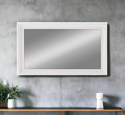 28" White Rectangle Wall Mounted Full Length Hanging Mirror