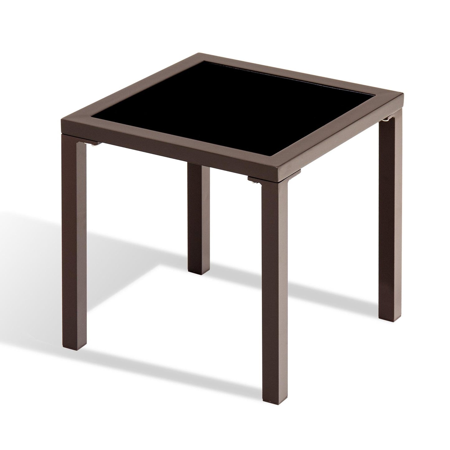 16" Black Square Glass Outdoor Side Table - FurniFindUSA