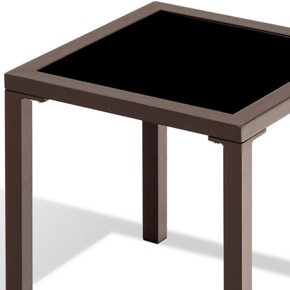 16" Black Square Glass Outdoor Side Table - FurniFindUSA